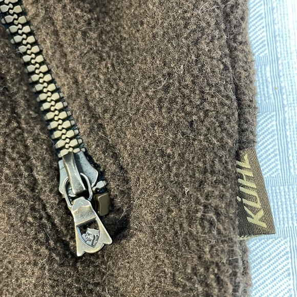 Kuhl Alpenwurx Heavy Fleece Suede Jacket Berber Collar Full Zip Pockets Large - Picture 12 of 16